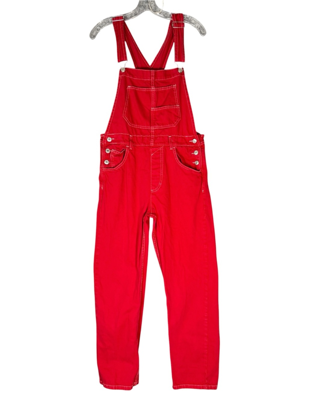 Free People We The Free Ziggy Overalls Red Cotton Dungarees Dopamine Dressing S